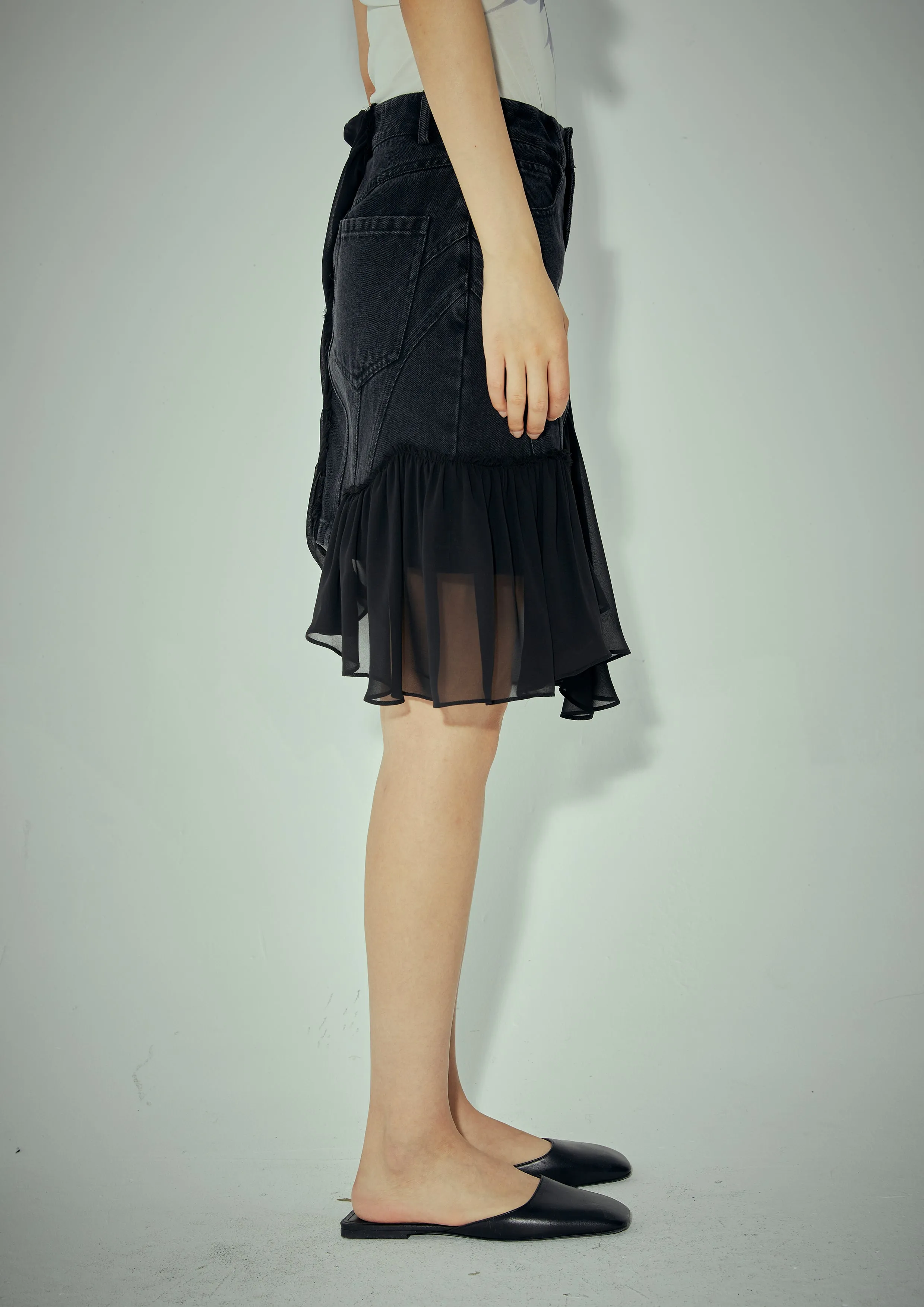 Knee-length Hollow Pleated Skirt