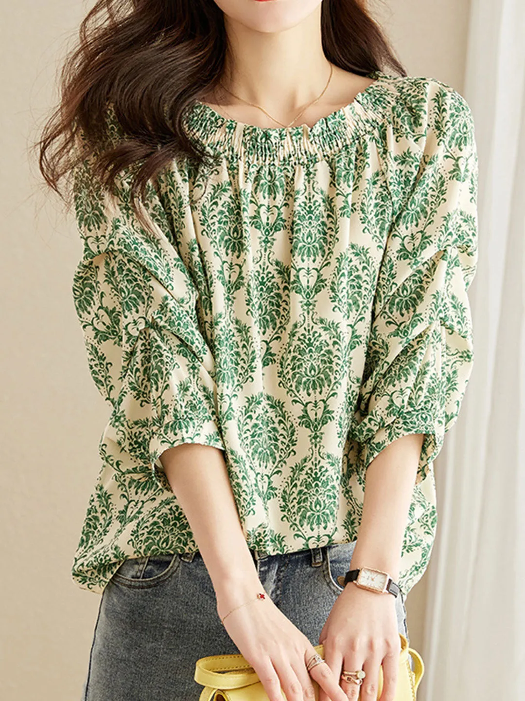 Layla Classic Printed Off-shoulder Shirt