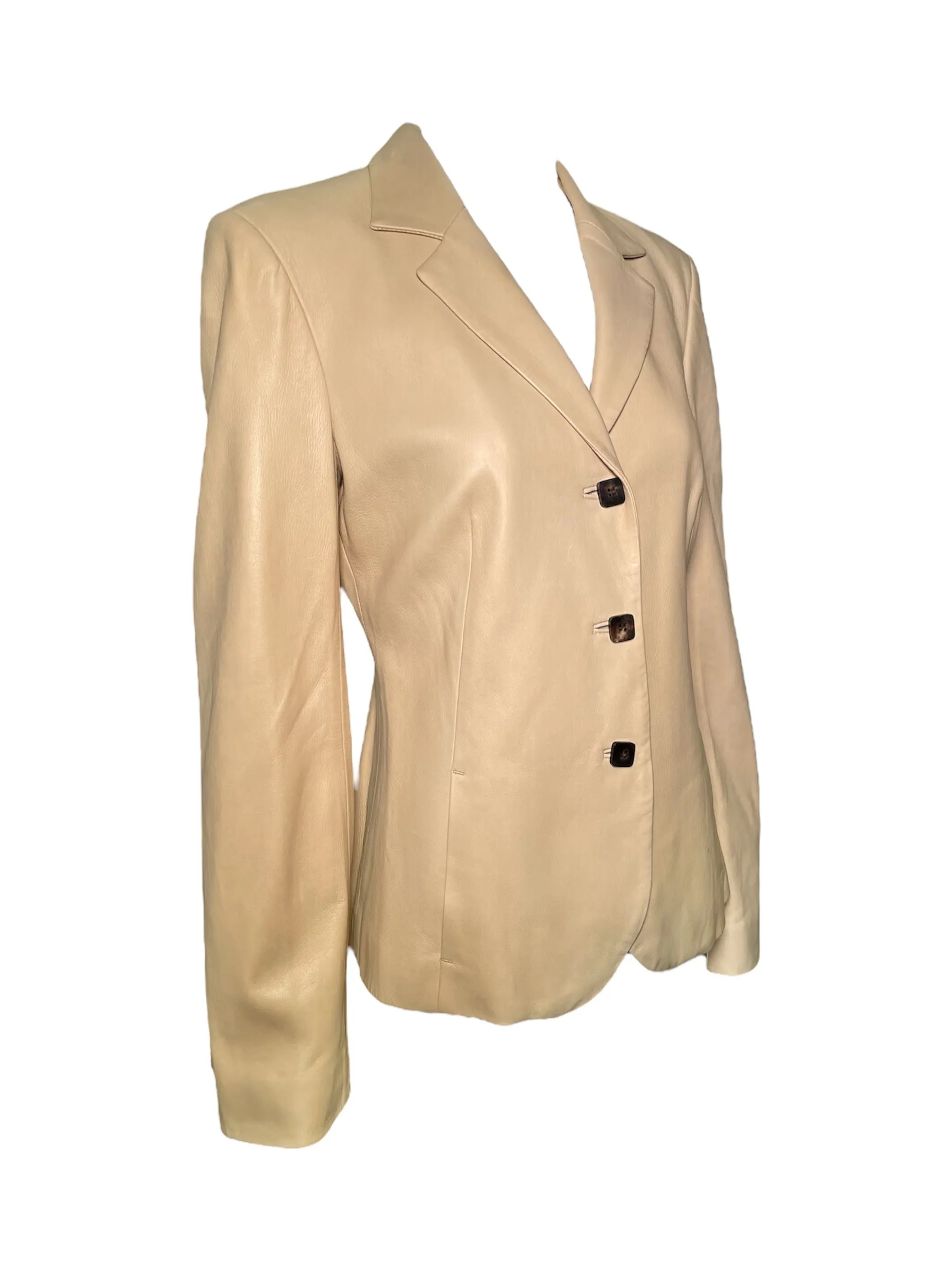 Loro Piana 2000s Beige Leather Blazer