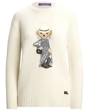 Lux Cream Western Bear Long Sleeve Sweater