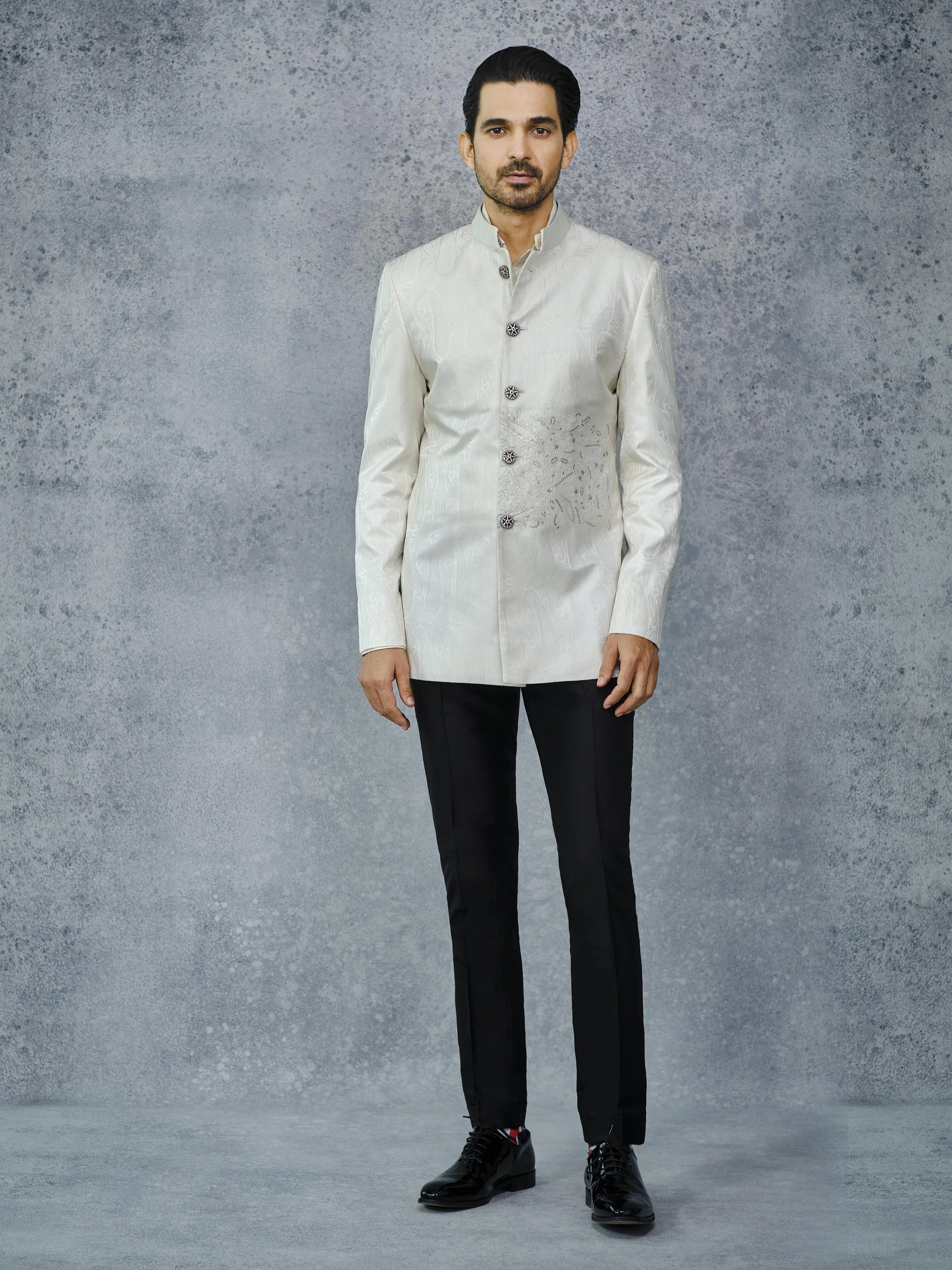 MONOCHROME ELEGANCE BANDHGALA JACKET