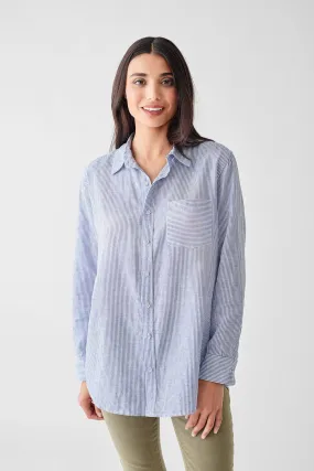 NASSAU & MANHATTAN LONG SLEEVE TOP BLUE STRIPE