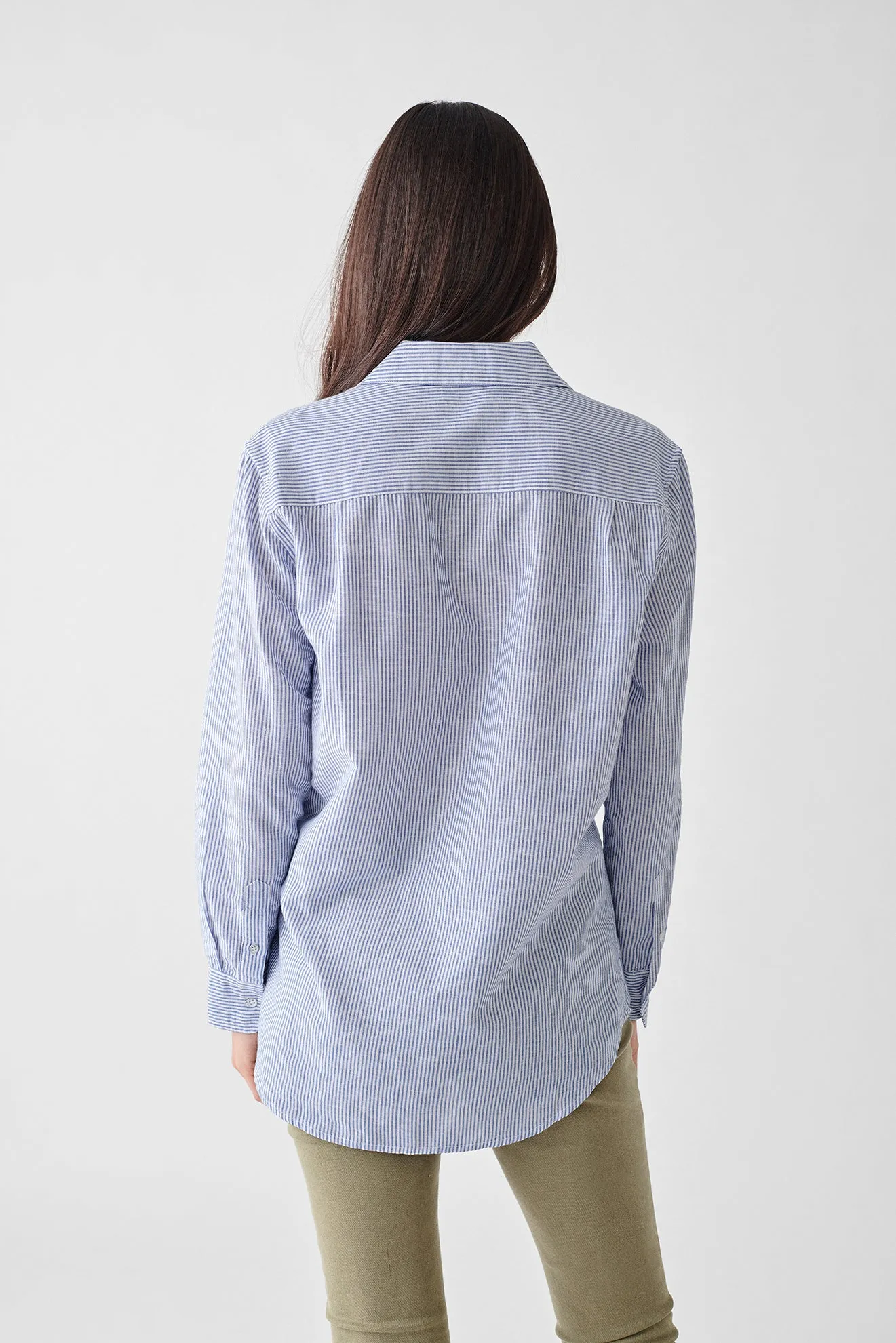 NASSAU & MANHATTAN LONG SLEEVE TOP BLUE STRIPE