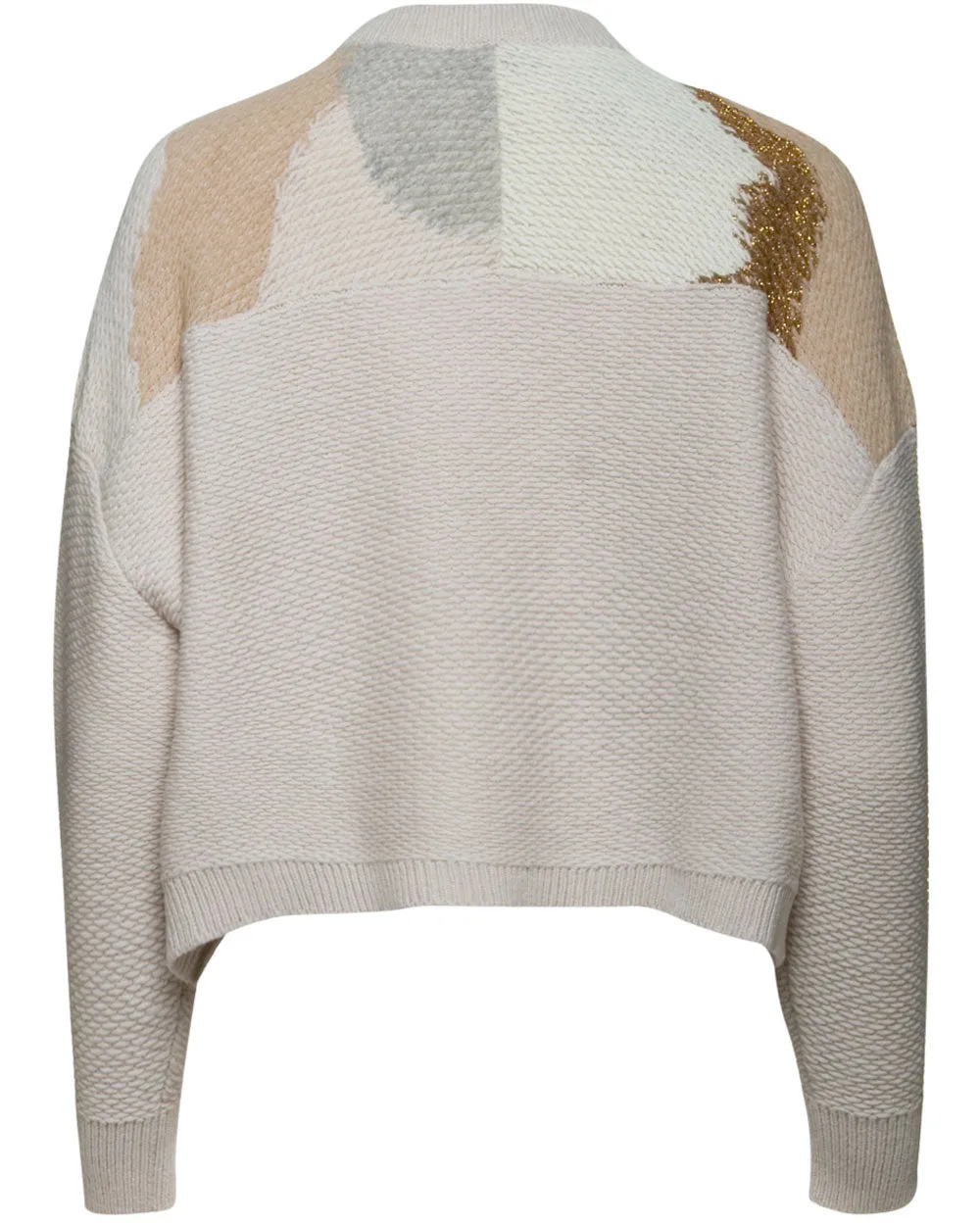 Neutral Metallic Knit Cropped Sweater