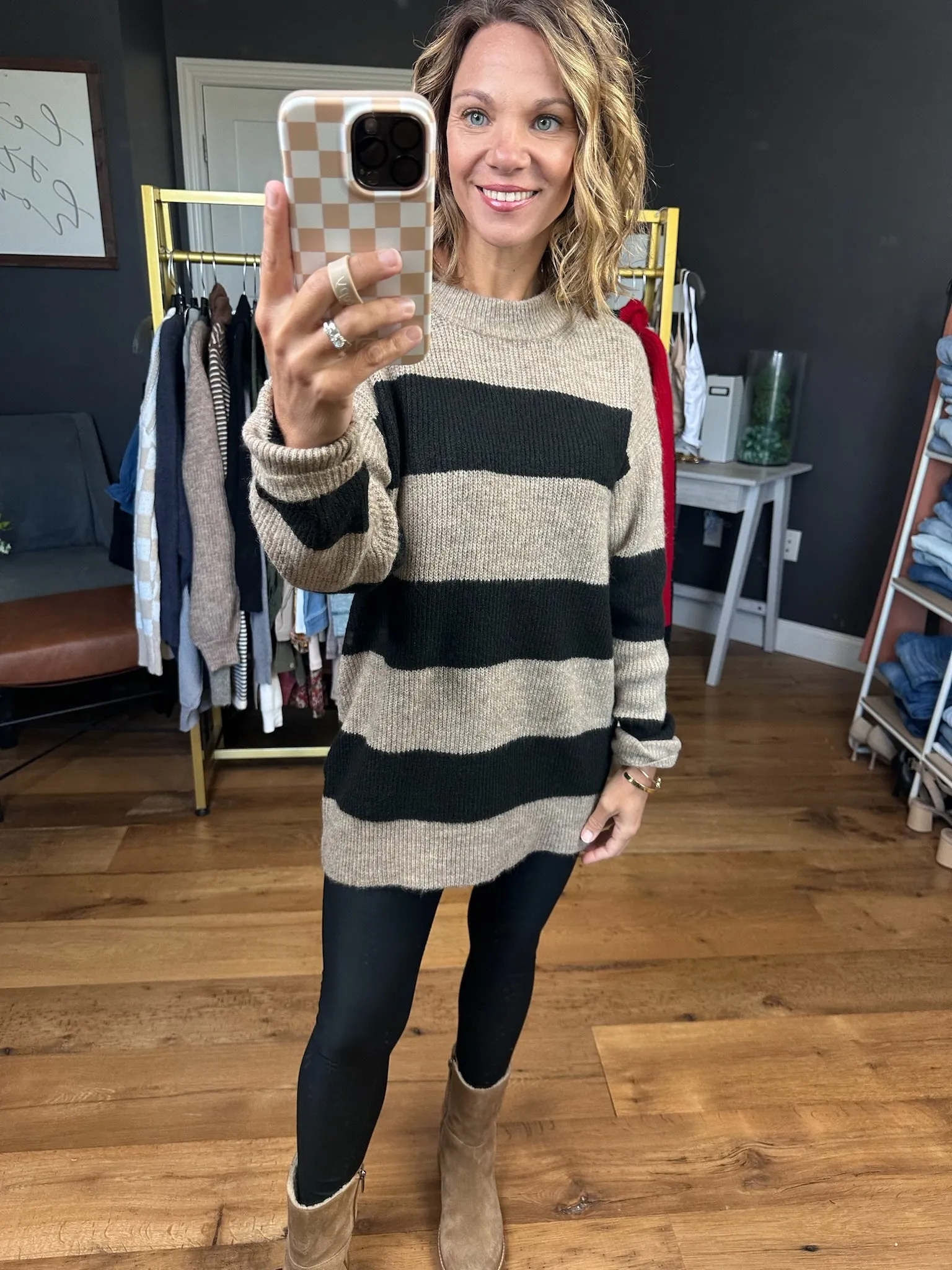 Never Wrong Striped Sweater - Mocha