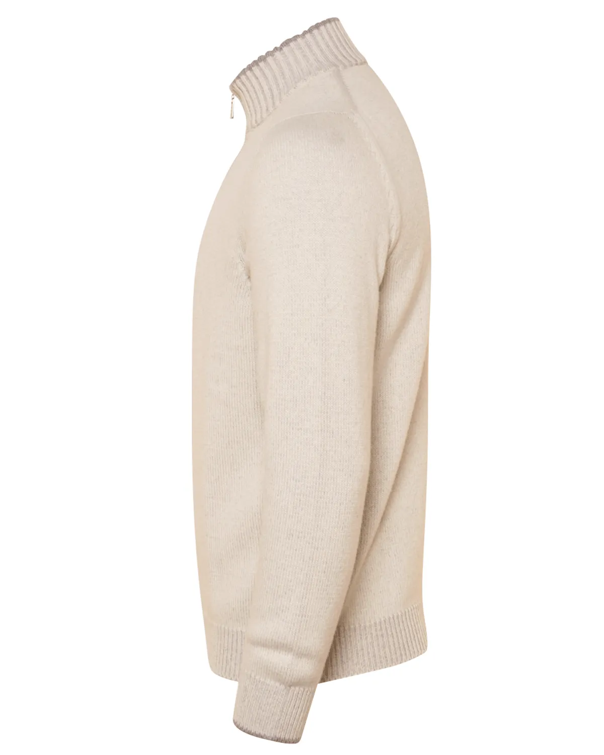 Oatmeal Cashmere Quarter Zip Sweater