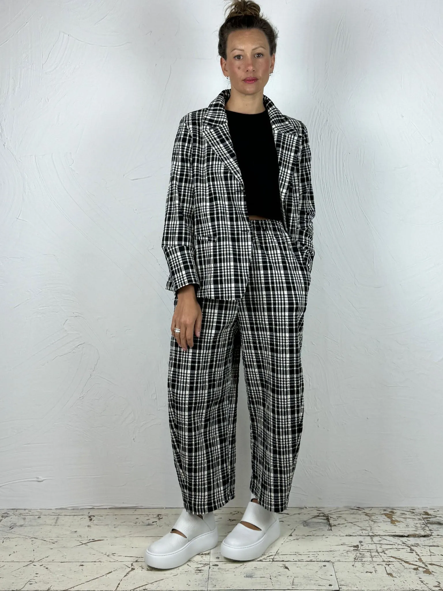 Short Flared Checked Cotton Jacket 2 Colours