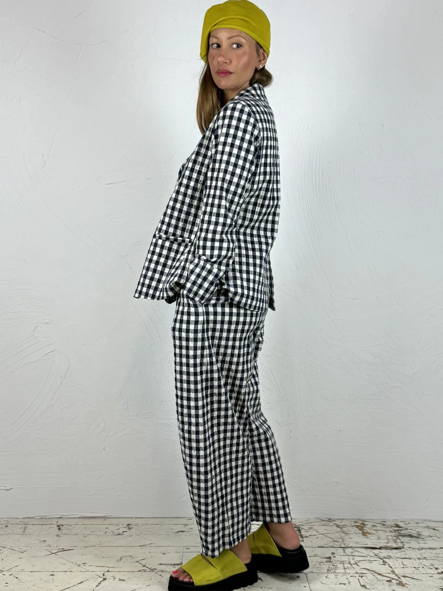 Short Flared Checked Cotton Jacket 2 Colours