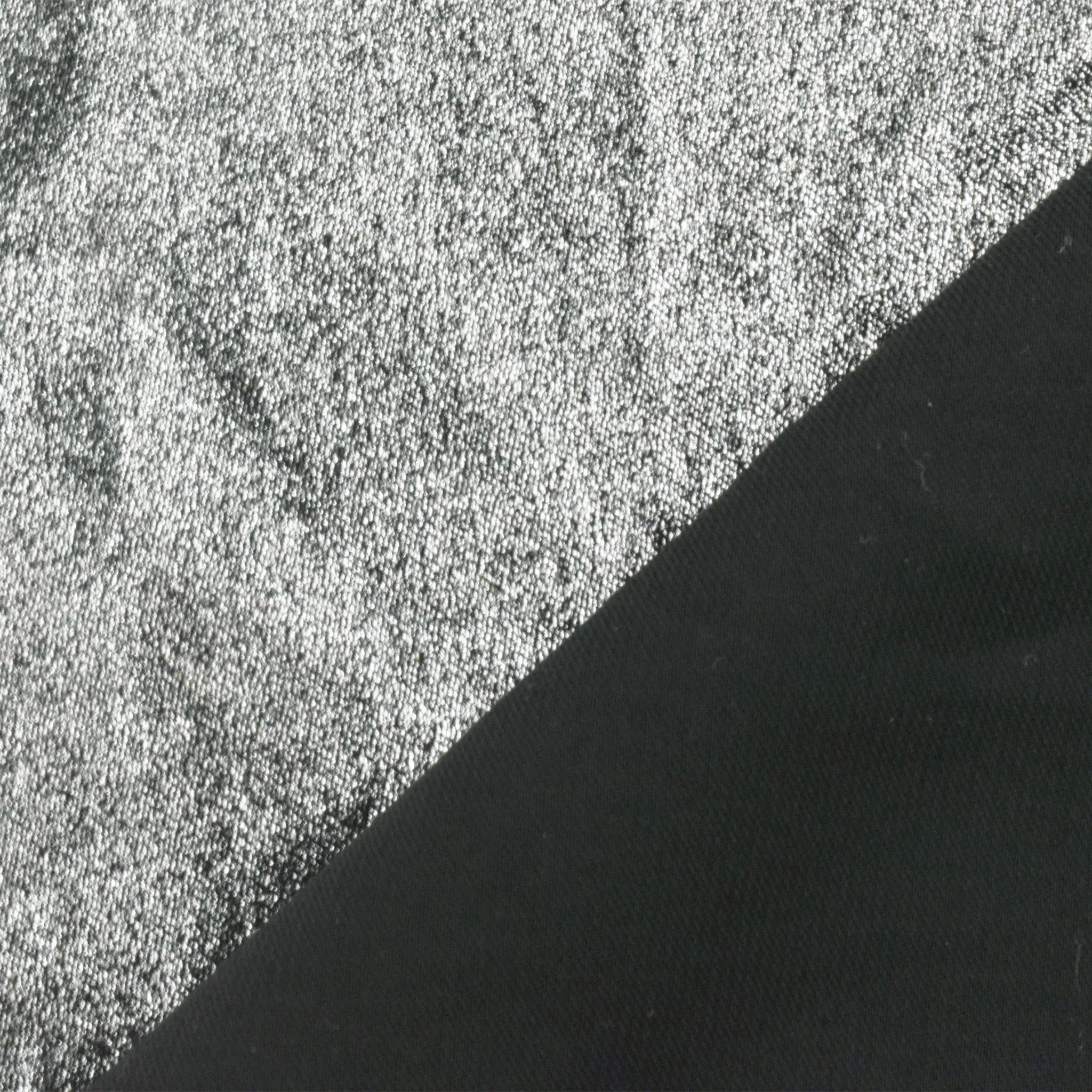 Silver-Classic Black Texture Printed Twill Woven Fabric