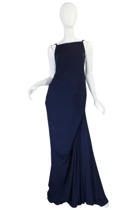 S/S 2008 Yves Saint Laurent Minimalist Navy "Bustle" Dress