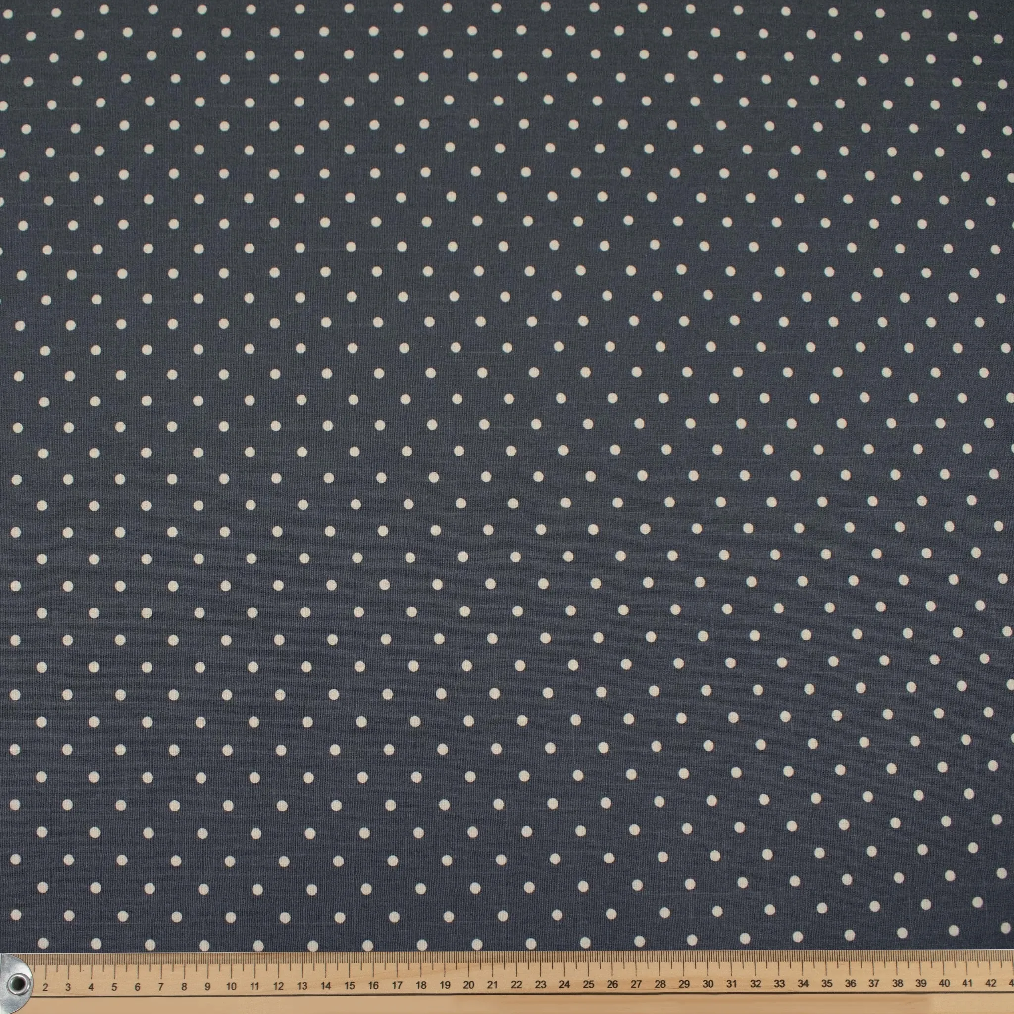 Steel Blue Natural Medium Dots Cotton Canvas Print