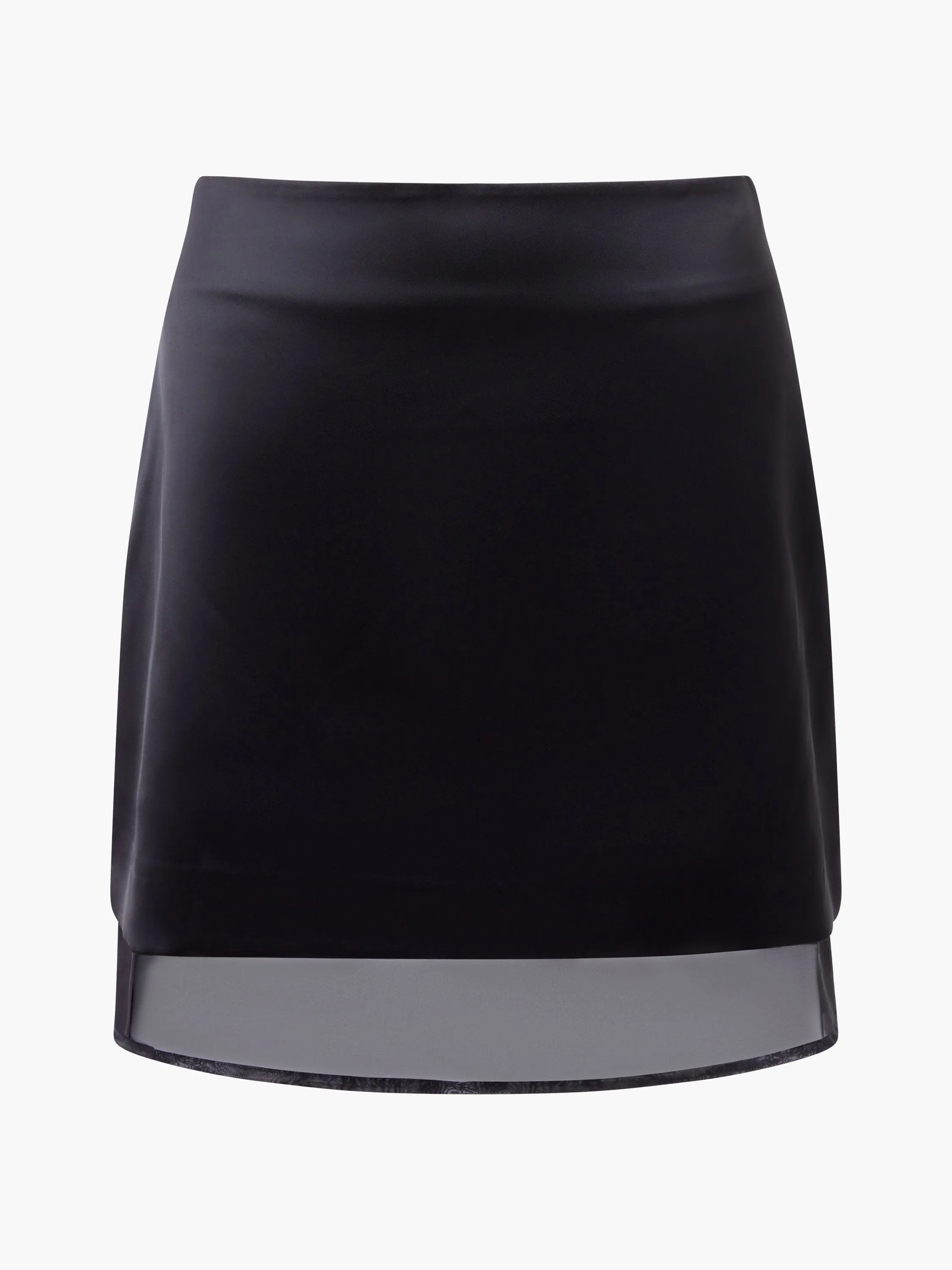 Structured Satin Chiffon Mini Skirt