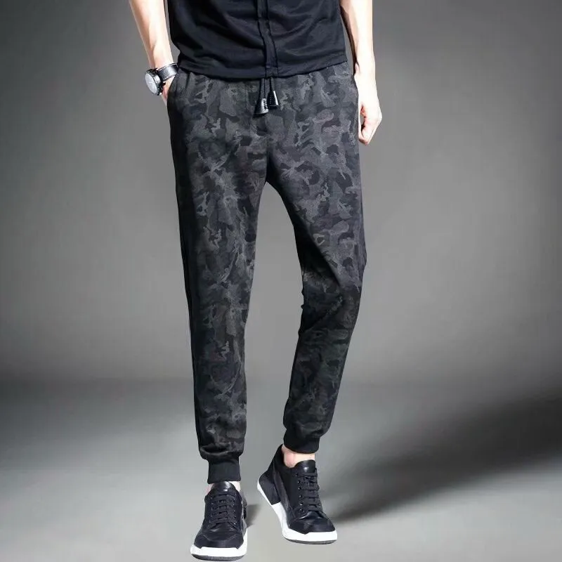 Student Sporty Casual Pants Men Plus Size Slimming Ankle-Length Slim-Fit Jogger Ankle Pants