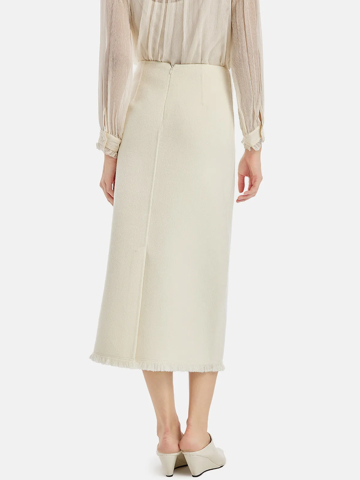 Tailored Wool Straight Skirt