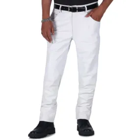 Thalor Men's White Slim Fit Leather Pants