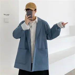 Voguable Fashion Unisex Dad Suit Jacket Oversized Blazer Men Hip Hop Streetwear Young Casual Clothes Pink Khaki Green Black Overshirt