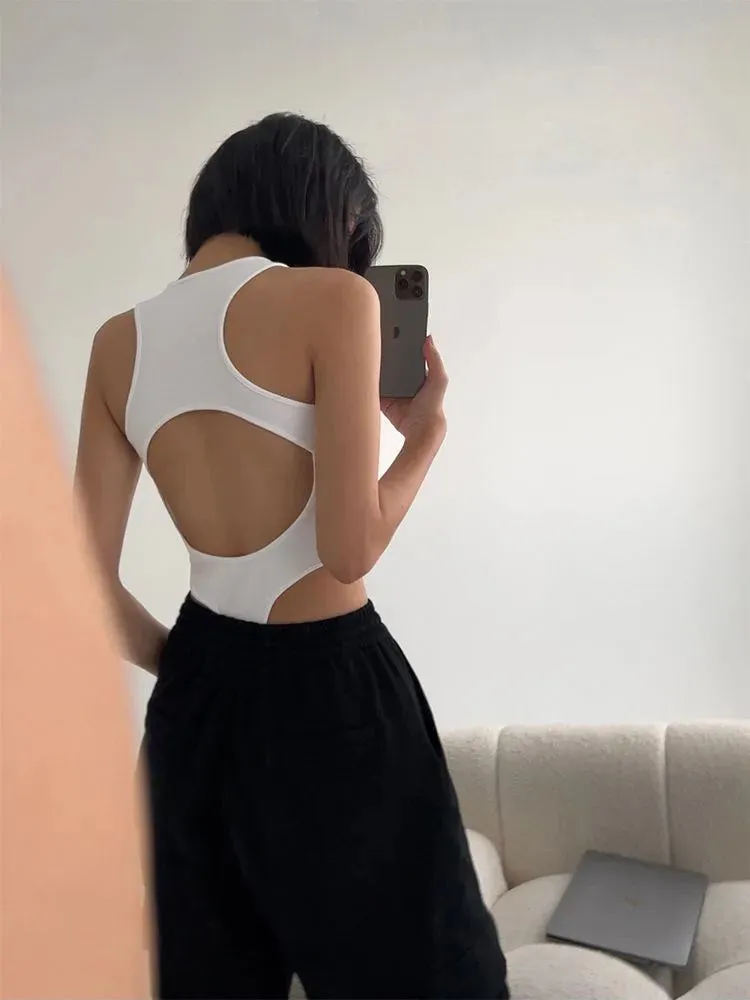 Women Sleeveless Backless Bodysuit