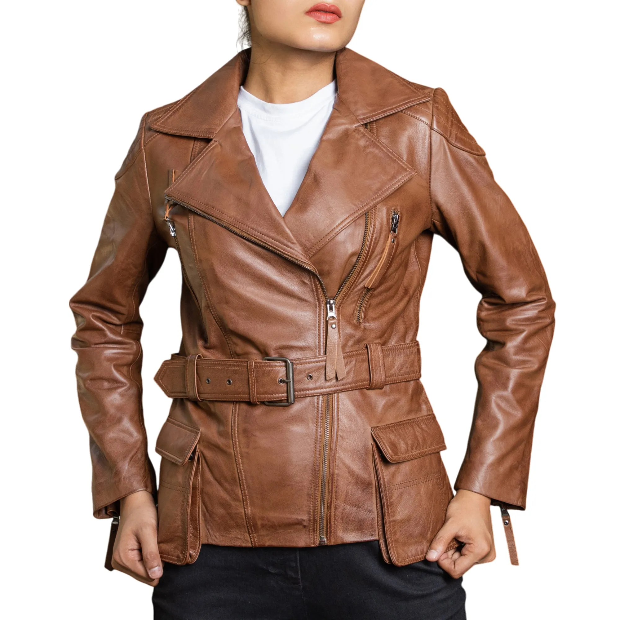 Womens Tailored Stitch Leather Jacket