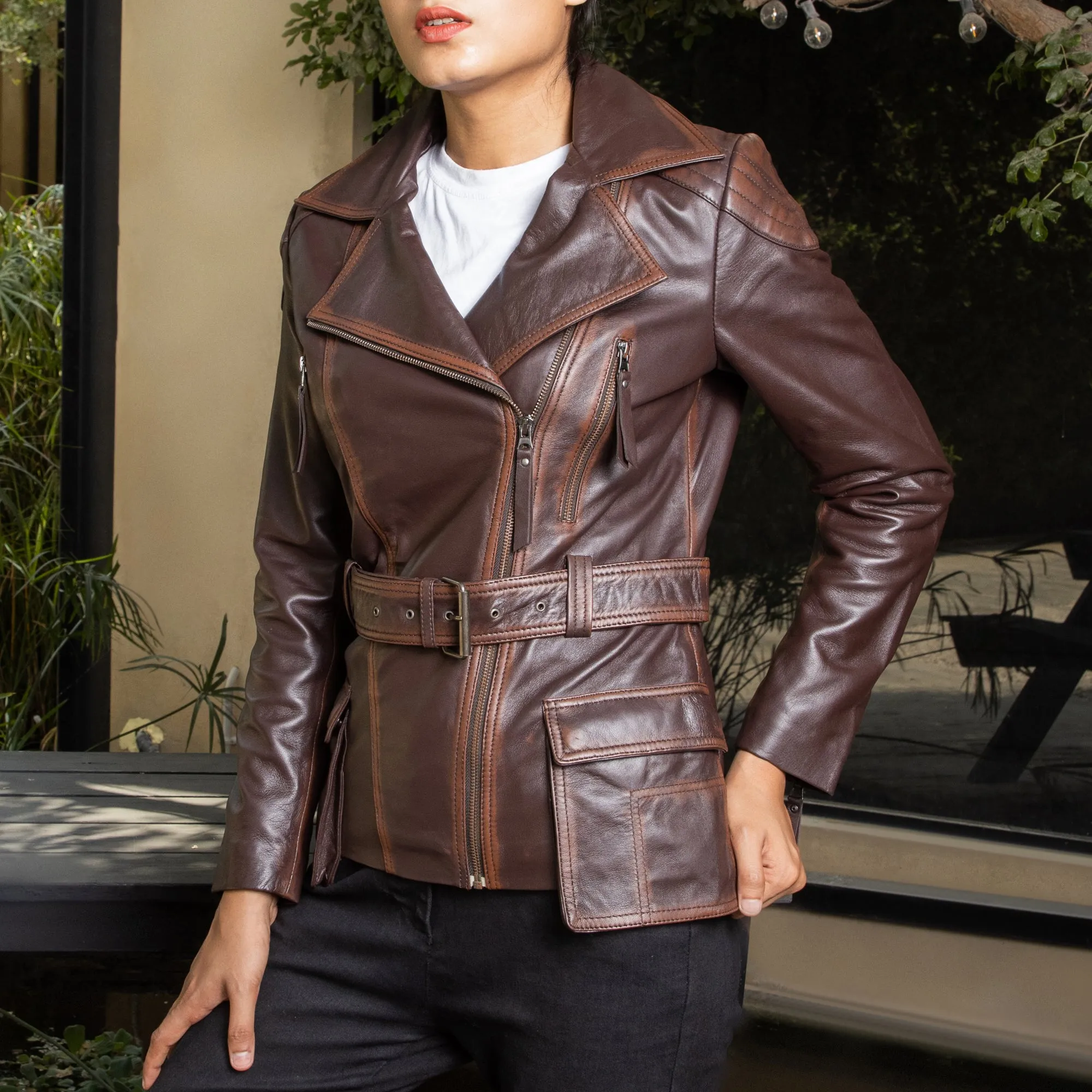 Womens Tailored Stitch Leather Jacket