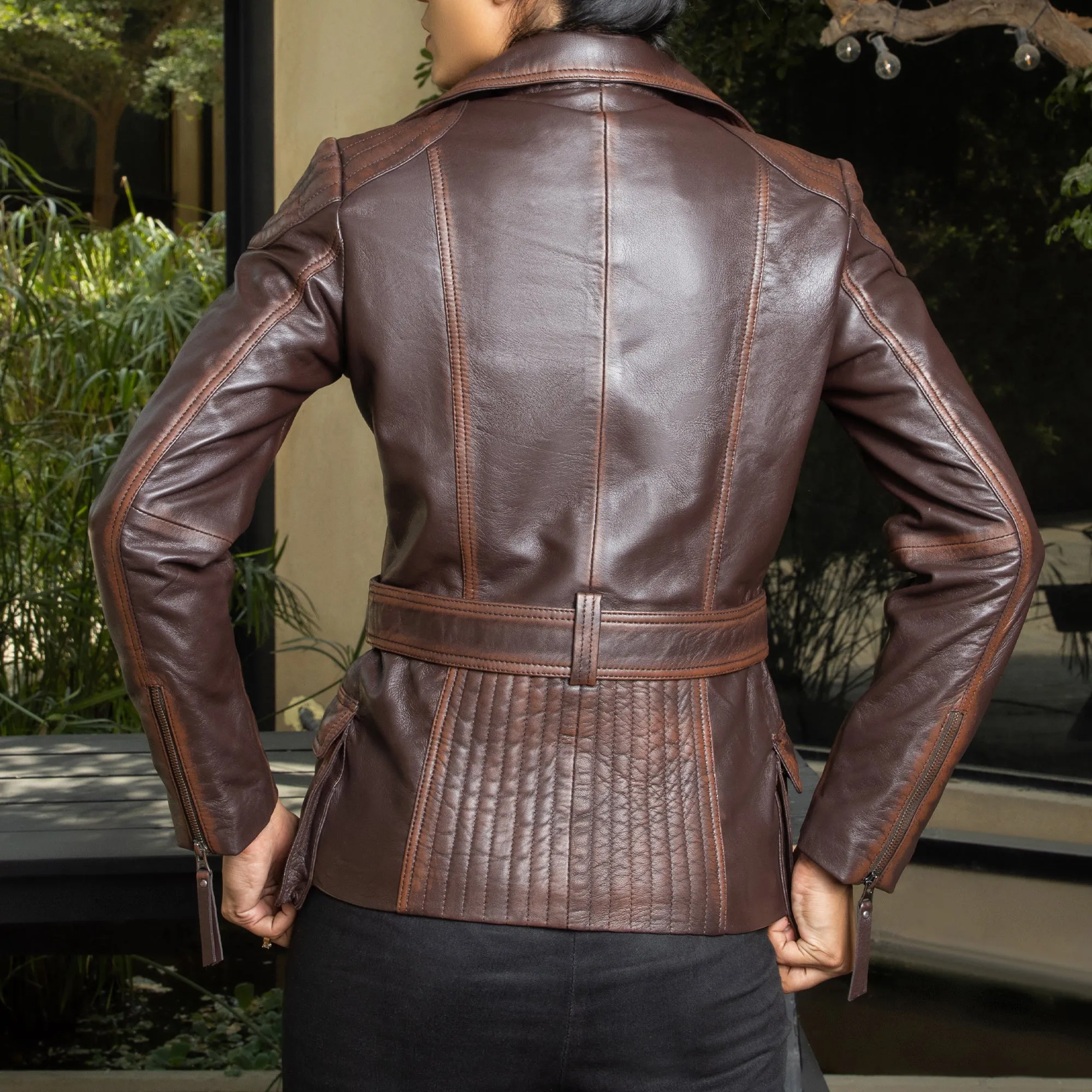 Womens Tailored Stitch Leather Jacket