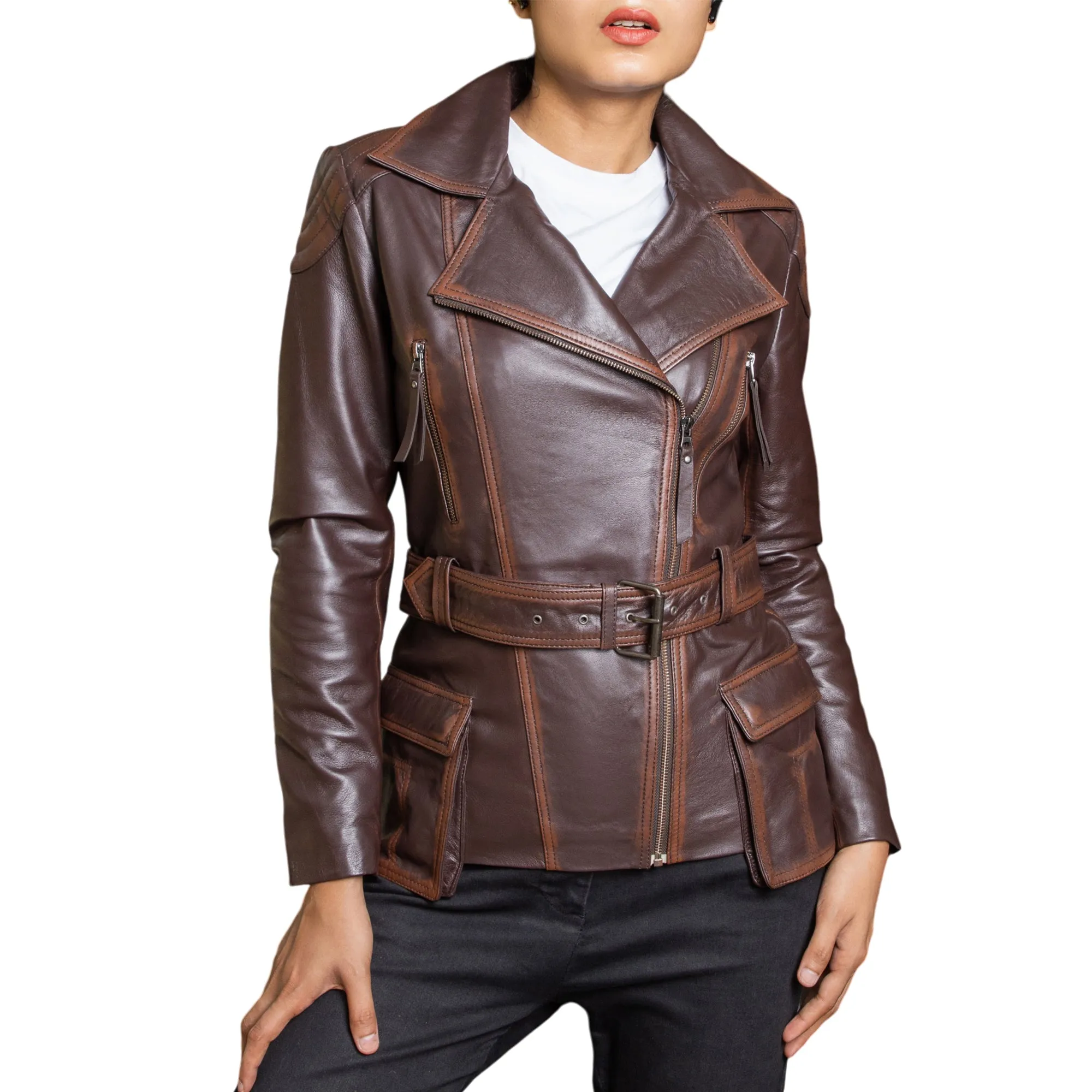 Womens Tailored Stitch Leather Jacket