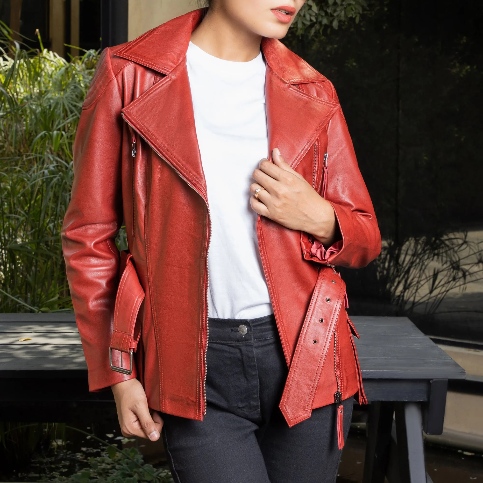 Womens Tailored Stitch Leather Jacket