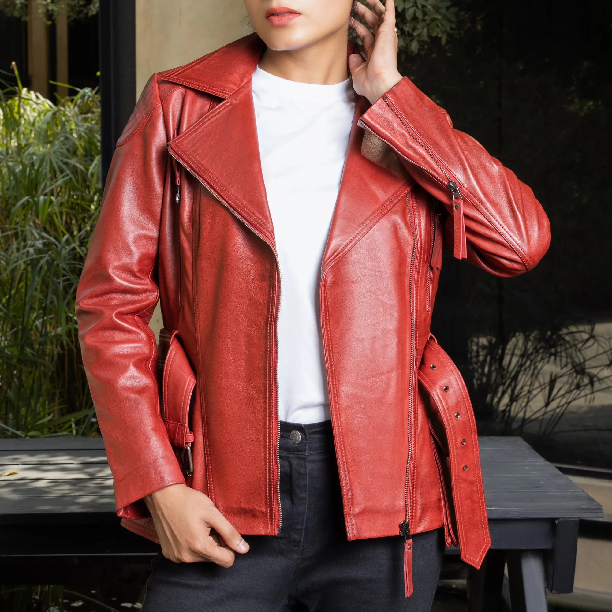 Womens Tailored Stitch Leather Jacket