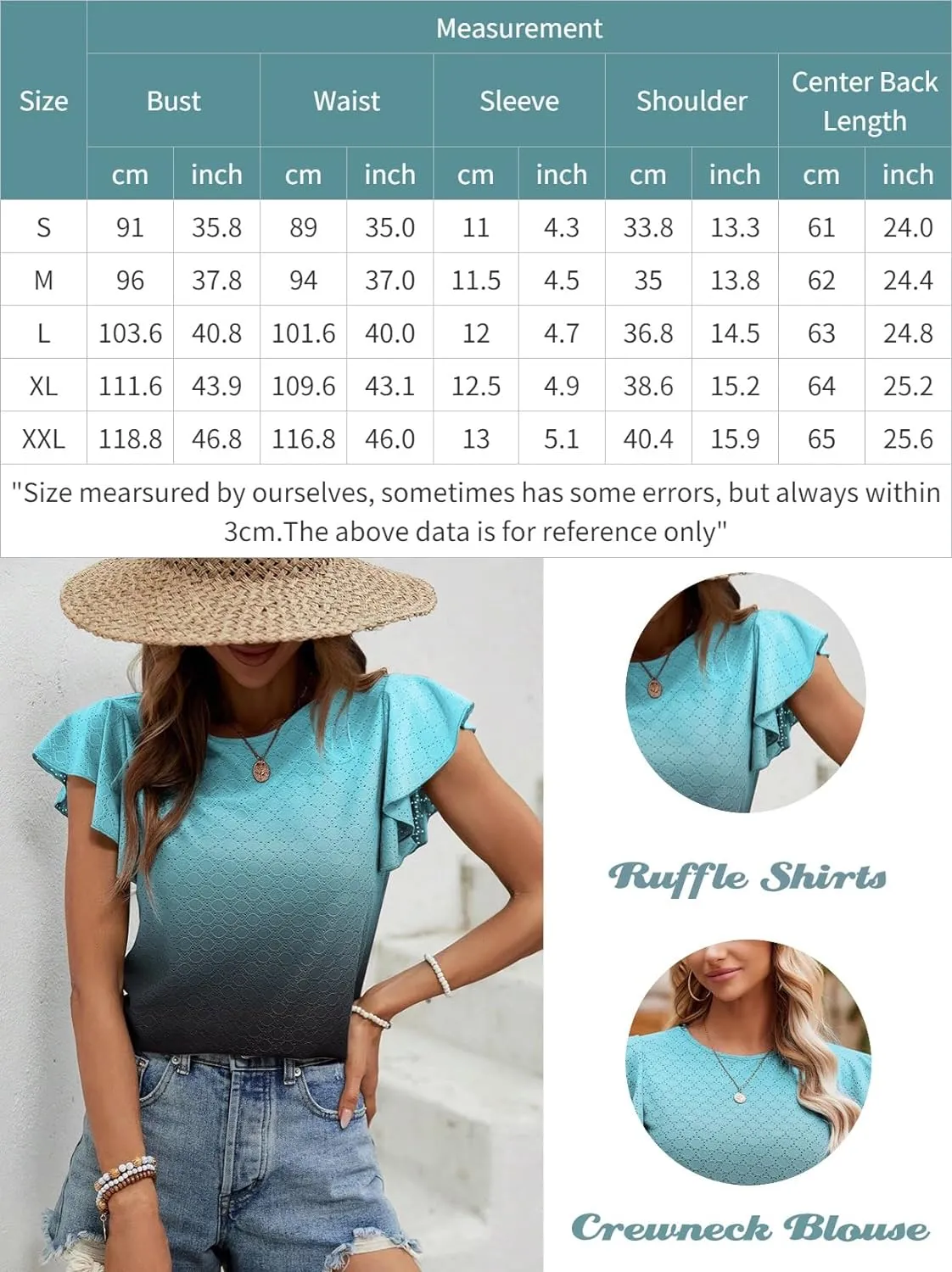 Zeagoo Womens Summer Tops Crewneck Short Sleeve Shirts Casual Basic Ruffle T Shirt Fashion Cute Blouse 2024