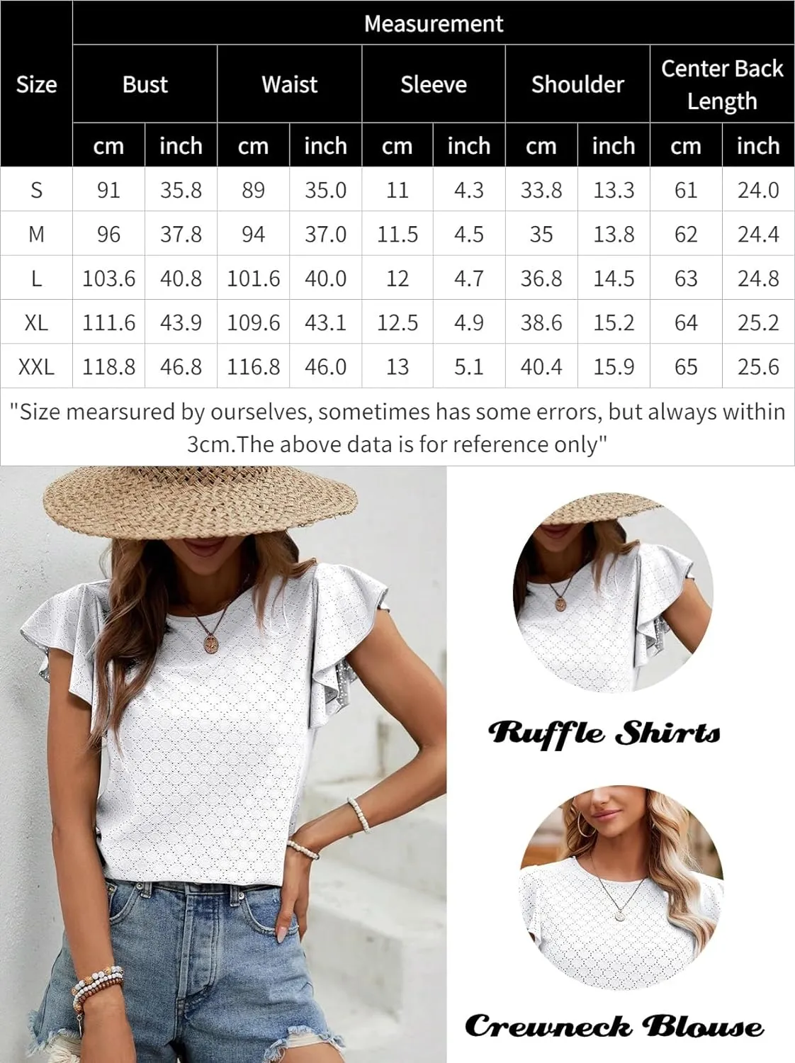 Zeagoo Womens Summer Tops Crewneck Short Sleeve Shirts Casual Basic Ruffle T Shirt Fashion Cute Blouse 2024