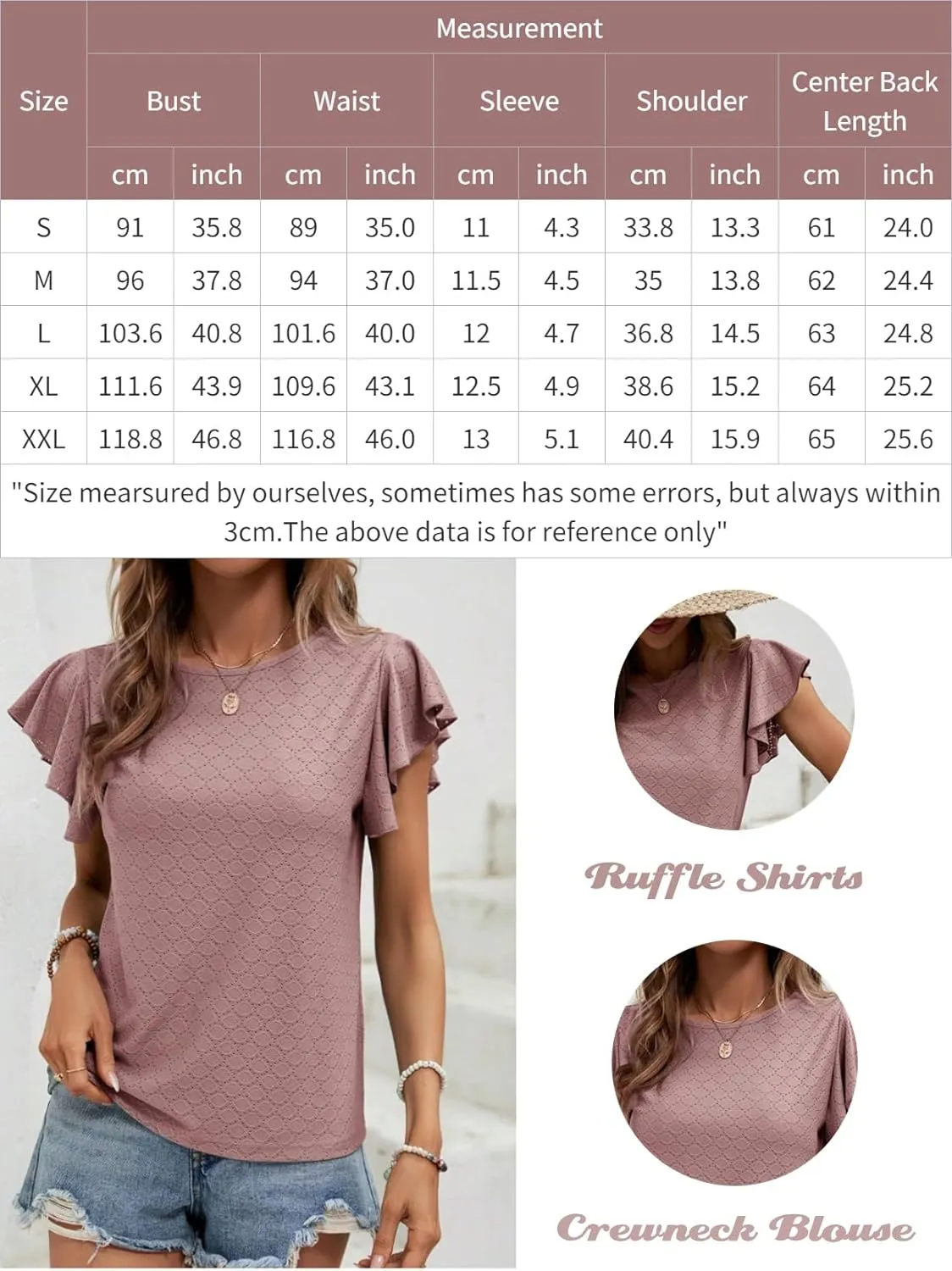 Zeagoo Womens Summer Tops Crewneck Short Sleeve Shirts Casual Basic Ruffle T Shirt Fashion Cute Blouse 2024